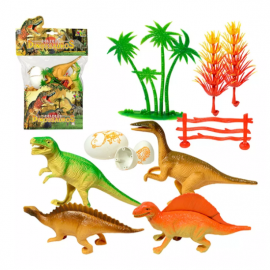 Kit de Dinossauros - Pacote com 4 Dino e 6 acess�rios - Art Brink
